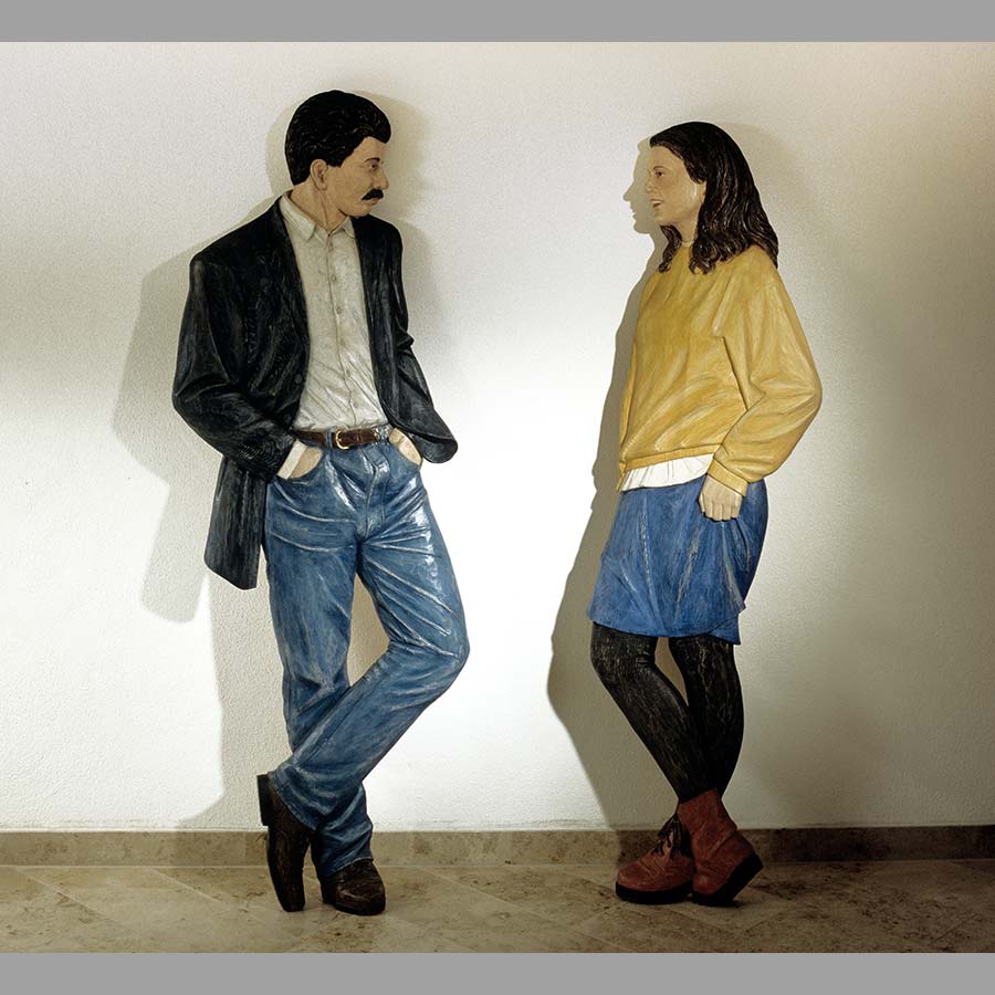 Holzskulptur Theaterpause